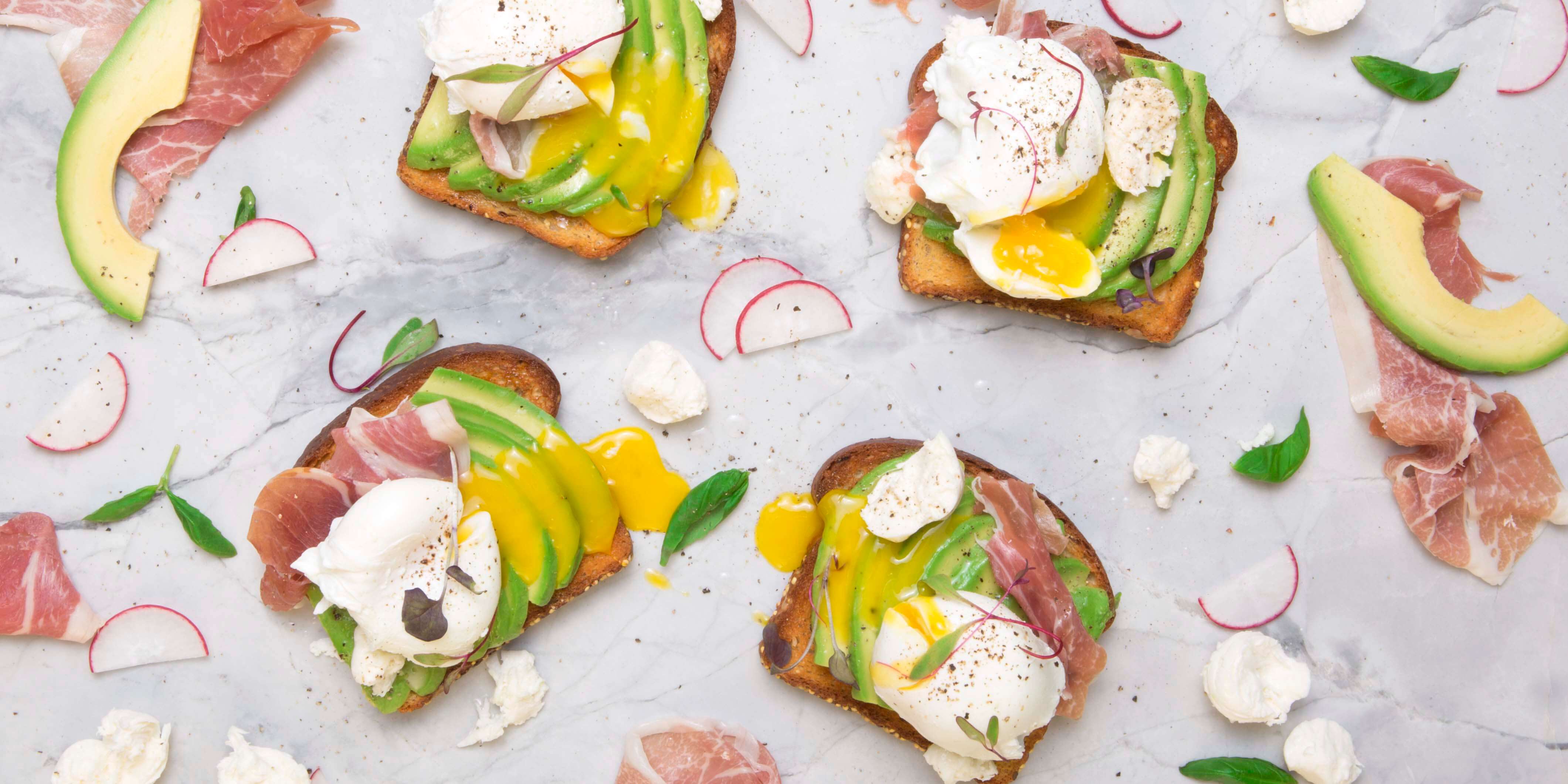 Avocado & Prosciutto Toast with Poached Eggs