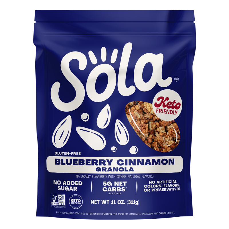 sola blueberry cinnamon keto protein granola front