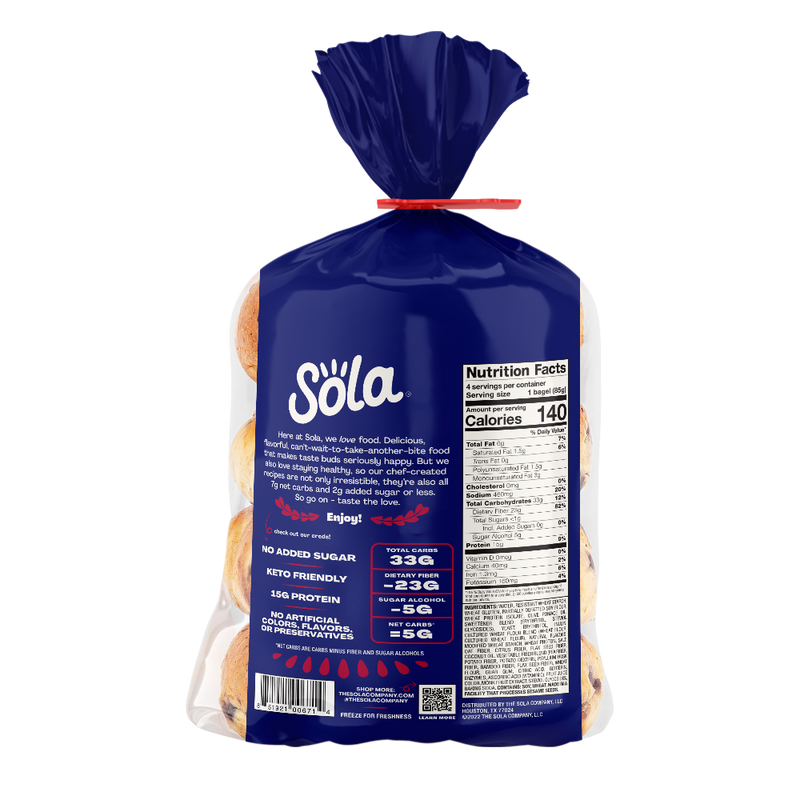 sola keto blueberry bagels back