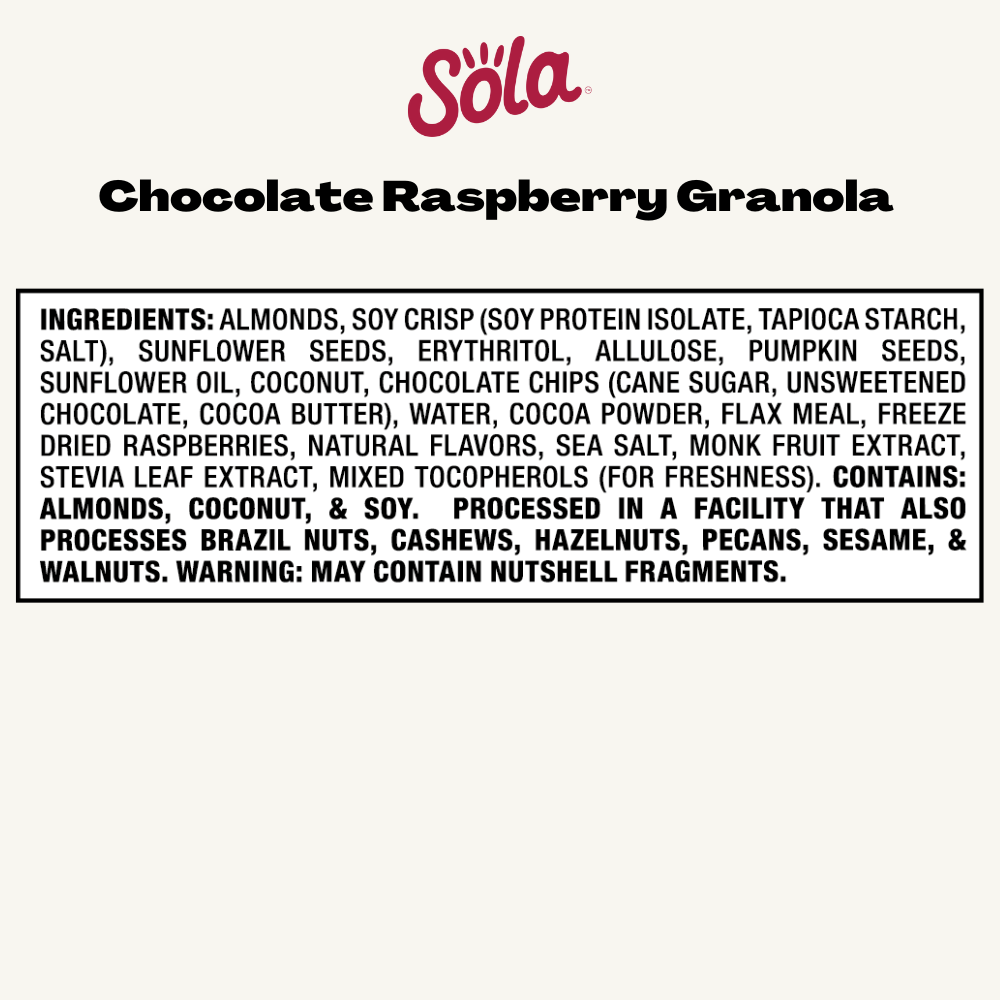 Sola Keto Chocolate Raspberry Granola – The Sola Company