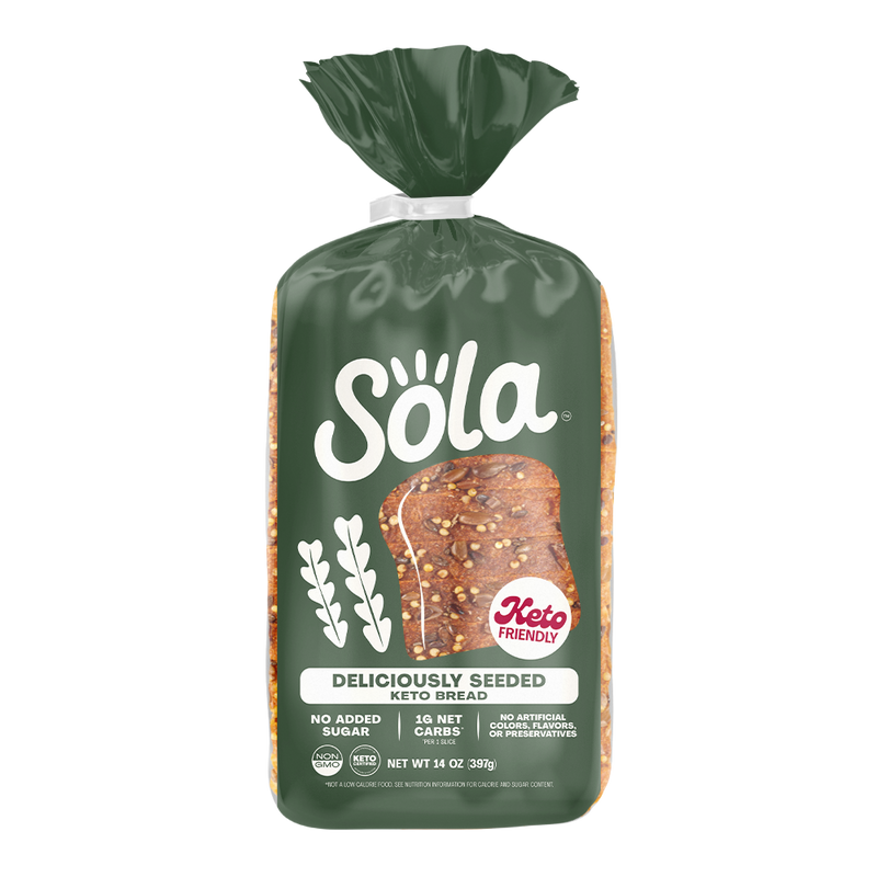 sola deliciously seeded keto bread front