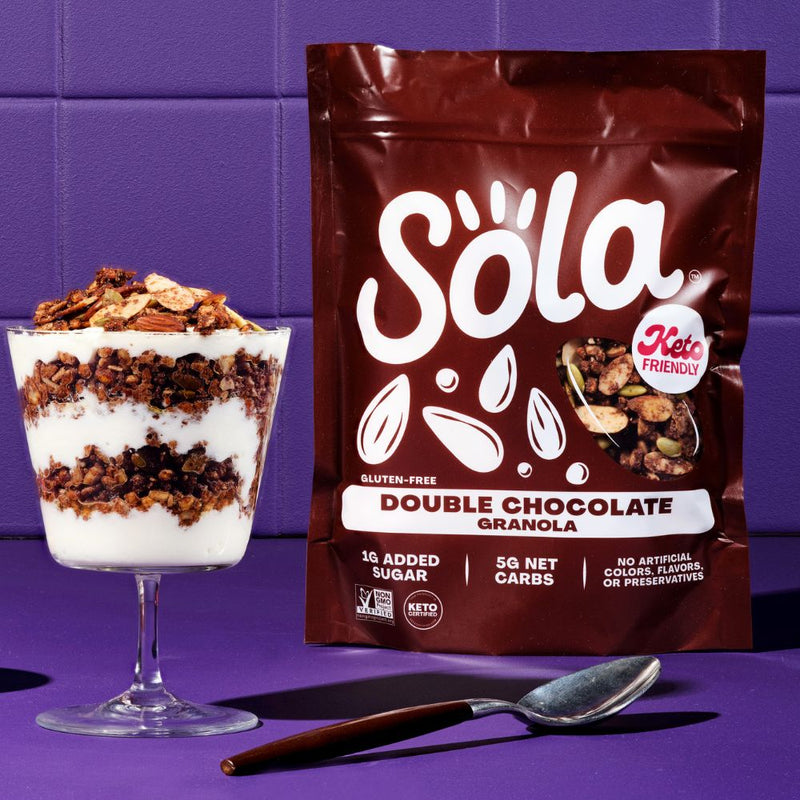 sola double chocolate keto protein granola lifestyle