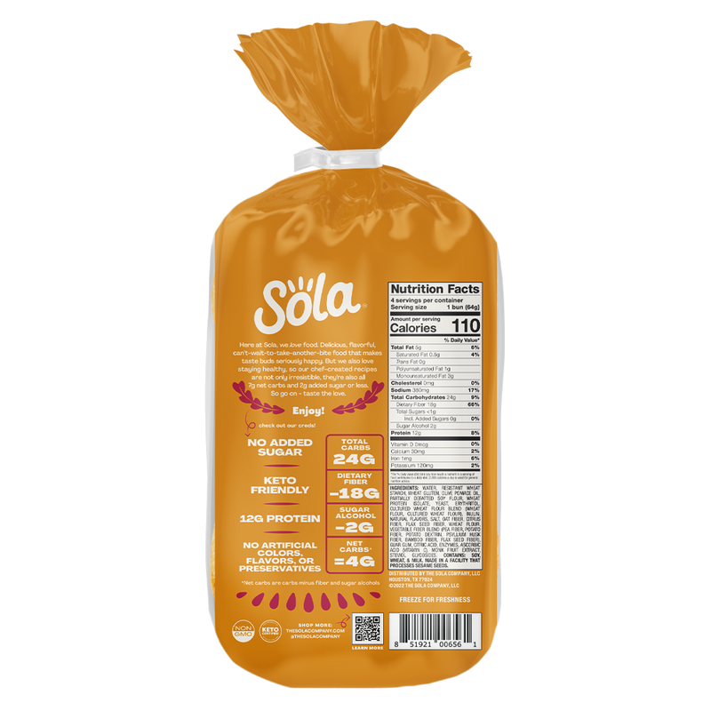 sola golden wheat keto hamburger buns back