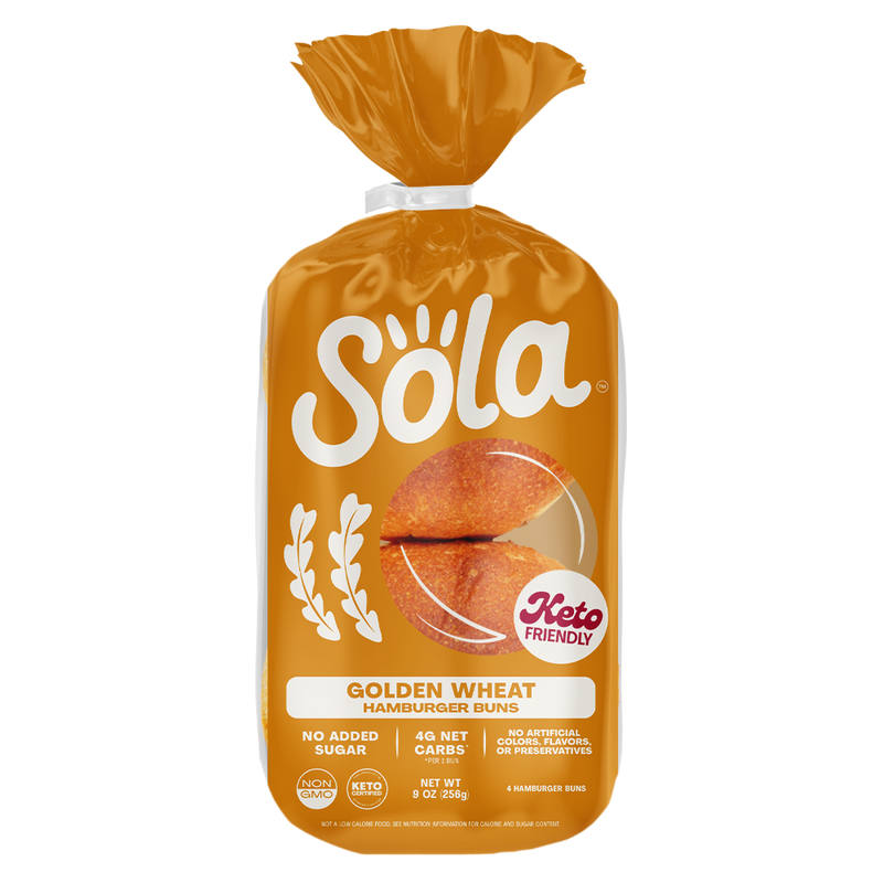 sola golden wheat keto hamburger buns front