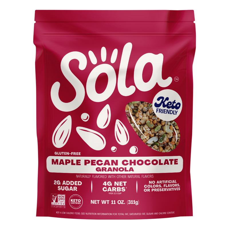 sola maple pecan chocolate keto protein granola front