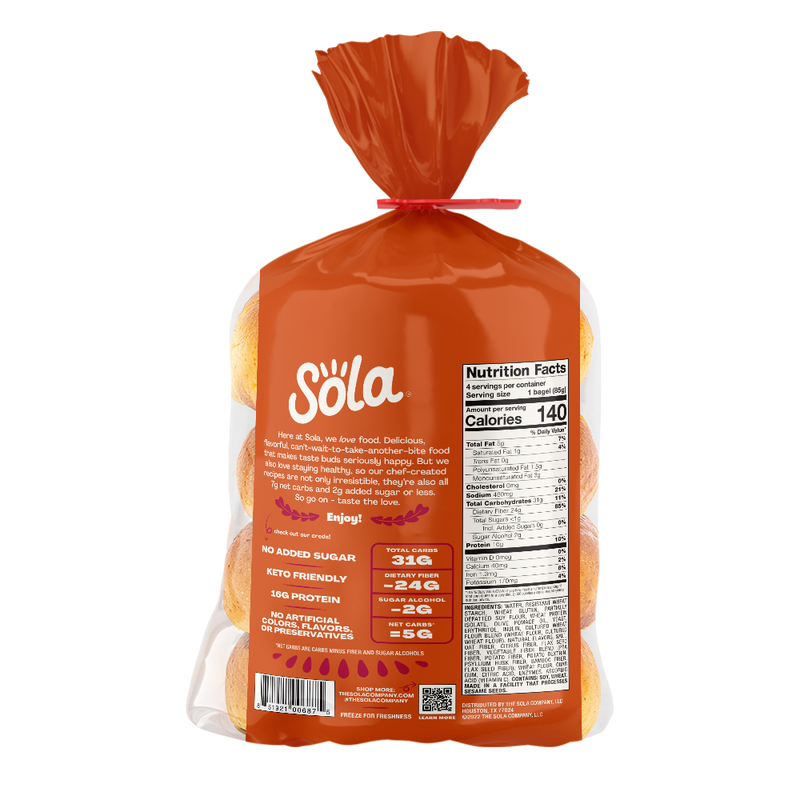 sola keto plain bagels back