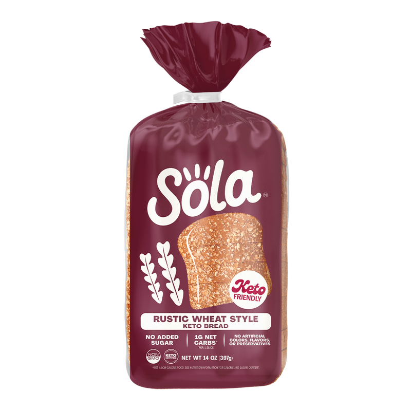 sola rustic wheat style keto bread front