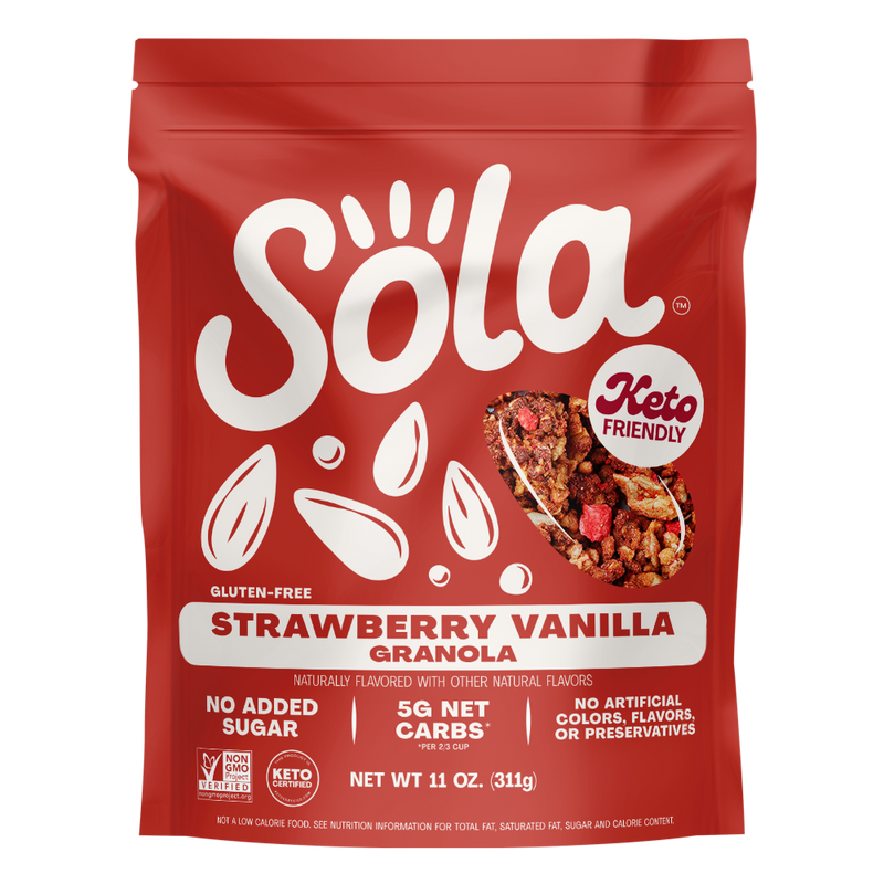 sola strawberry vanilla keto protein granola front