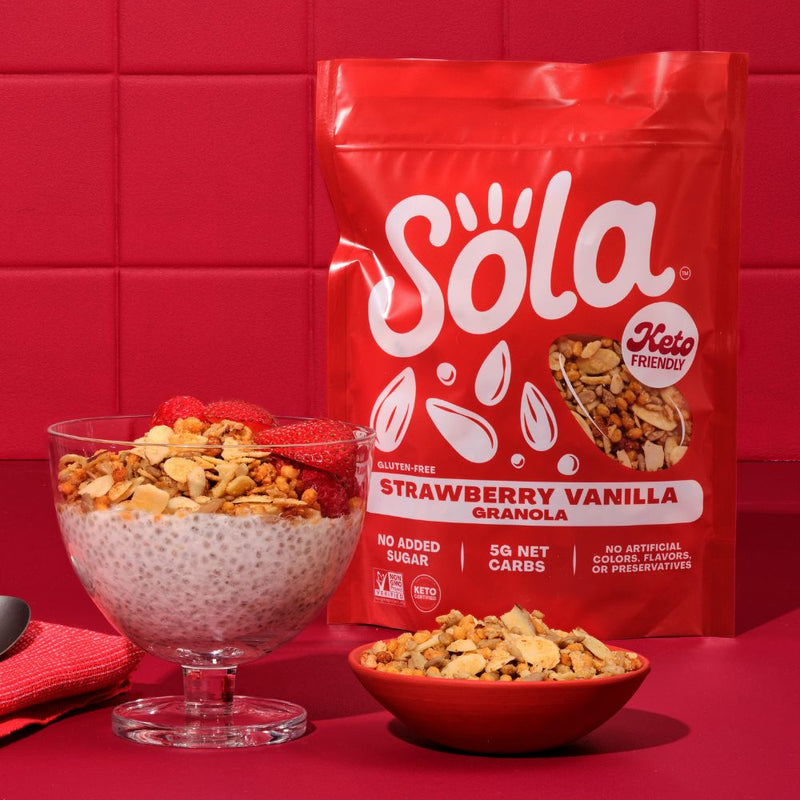 sola strawberry vanilla keto protein granola lifestyle