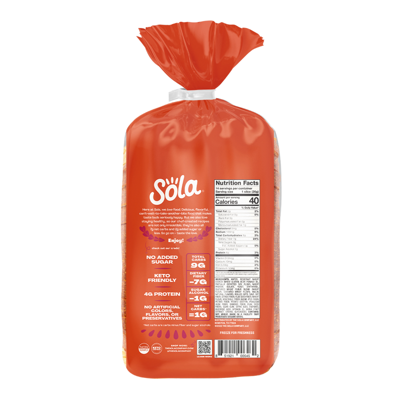 sola sweet oat keto bread back
