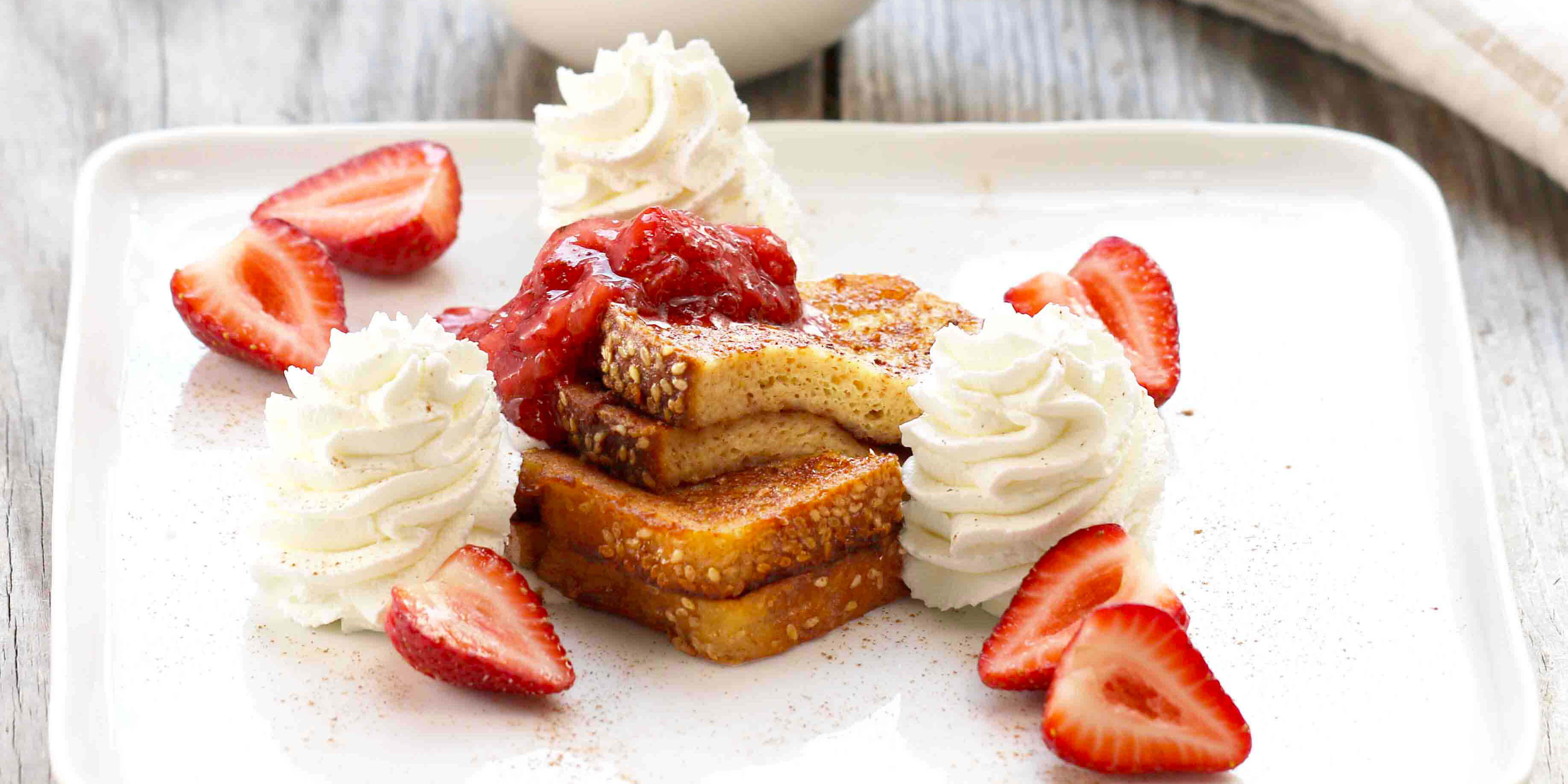 Cinnamon French Toast with Strawberry-Rhubarb Compote