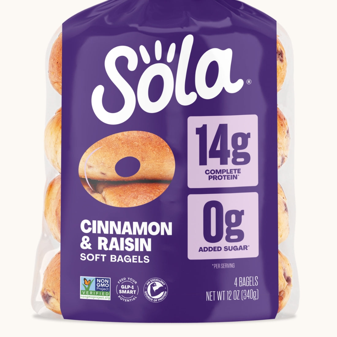 Low-Carb Cinnamon Raisin Bagels by Sola | 14g Protein