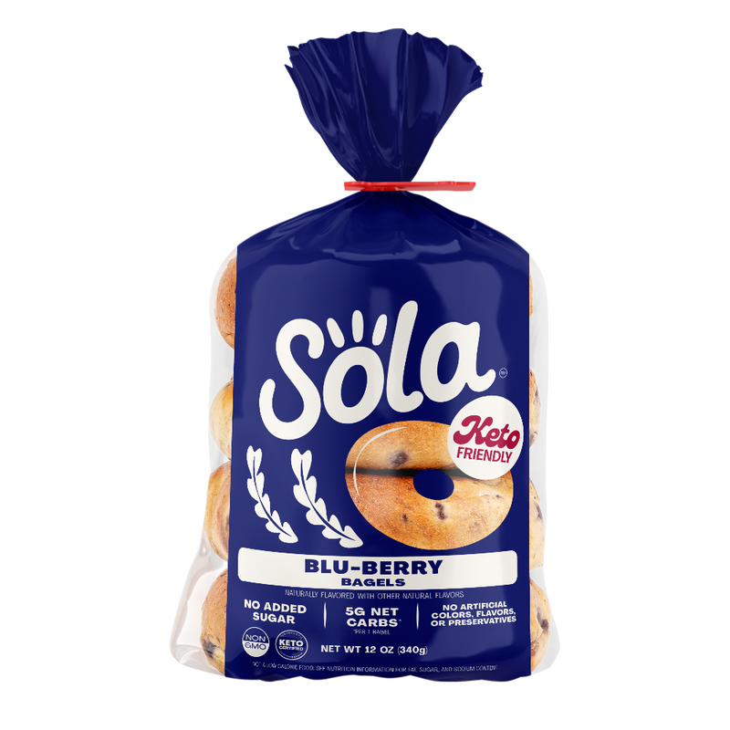 sola keto blueberry bagels front