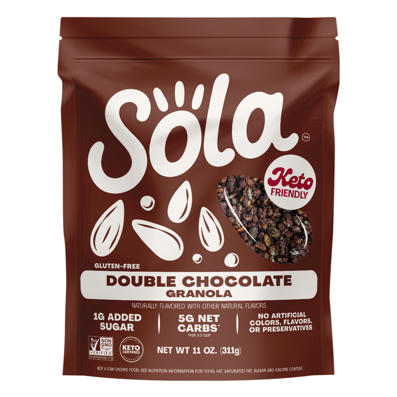sola double chocolate keto protein granola front