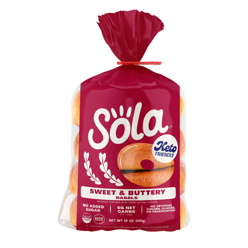 sola sweet & buttery keto bagels front
