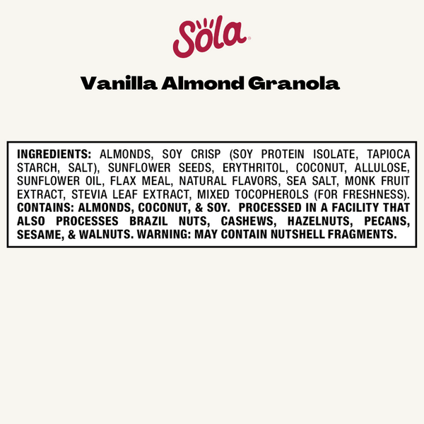 Sola Keto Vanilla Almond Granola The Sola Company